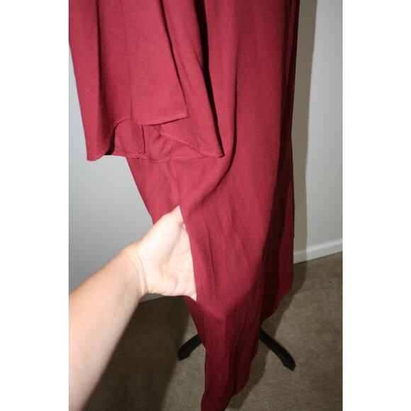 Goldspark Women's Medium Burgundy Dress Pockets Off the Shoulder Flare Sleeves - Picture 6 of 11
